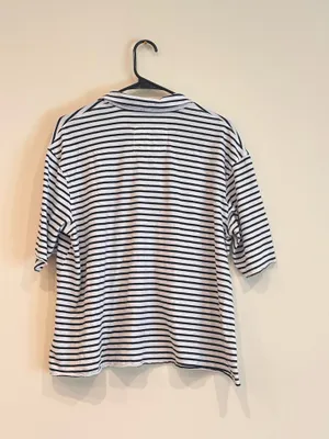 Frank & Eileen Patty Popover Henley Navy French Stripe Size L thumbnail 3