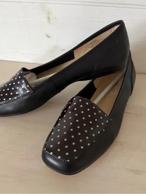 Bandolino Liberty Square Toe Loafers Flats Women’s Black White Polka Dot 6.5 NEW thumbnail 1