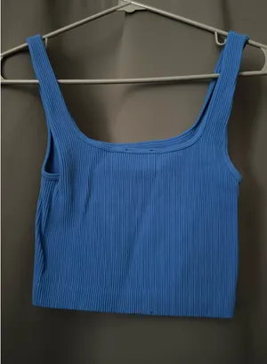 ZARA Cropped Tank Top Ribbed Electric Blue XS-S thumbnail 2