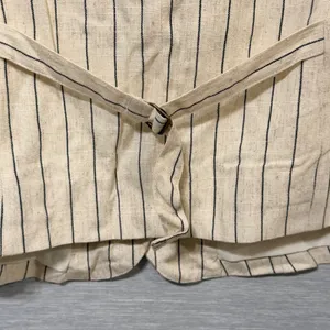 Thread & Supply Women Oatmeal Black Pinstripe Linen Blend Button Front Vest L thumbnail 3