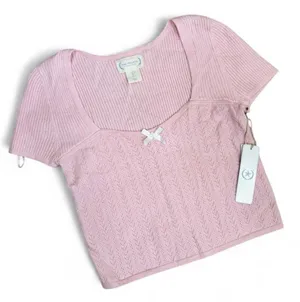The Prairie by Rachel Ashwell Women's Pink Scoop Neck Blouse Size L Cottage Core thumbnail 1