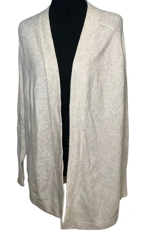 Loft Womens Oatmeal Heather Open Front Cardigan Sweater Cream Small 475990 thumbnail 1