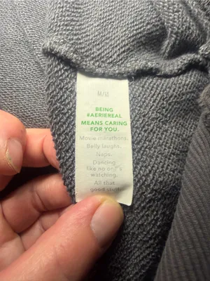 Aerie Oversized Distressed Crewneck Sweatshirt Grey Medium thumbnail 8