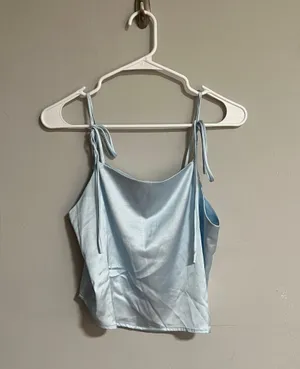 Tie strap silk tank top Blue Size M thumbnail 2