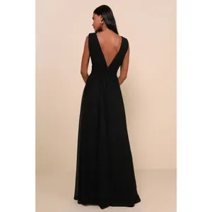 Lulus Heavenly Hues Black Maxi Dress Bridesmaid Wedding Holiday Extra Large thumbnail 3
