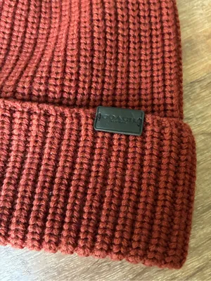 Coach Ribbed Wool Knit Beanie Hat, NWT, Rust thumbnail 2
