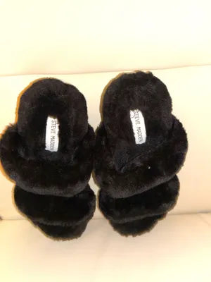 Steven By Steve Madden black faux leather platform slippers, specifically the Katana model, size 7 thumbnail 2