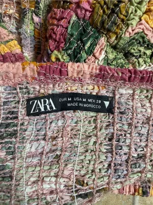 Zara Floral Tube Top one ruffle shoulder - Pink Green Yellow Women’s Size Medium thumbnail 3
