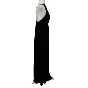 Reformation Black Halter Maxi Dress Open Back Ruffle Minimalist 90s Core Small thumbnail 3
