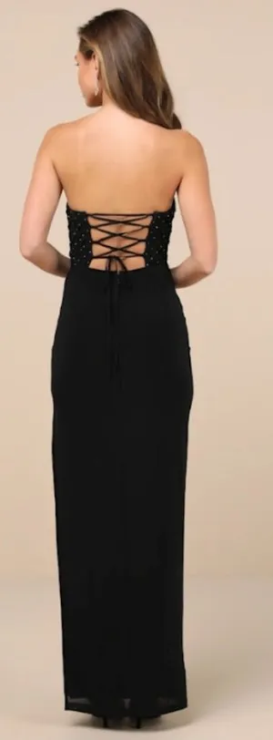 LULU's Chic Prom Wedding Sexy Rhinestone Holiday Party New Years Sparkle Maxi thumbnail 1