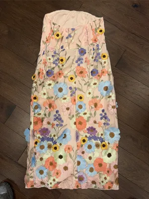 VICI Cassie Strapless Floral Embroidered Midi Dress Large NWT - C39-311 thumbnail 10