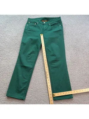 Tory Burch Ivy Super Skinny Jeans Women’s 29 Emerald Green Stretch Gold Logo thumbnail 4