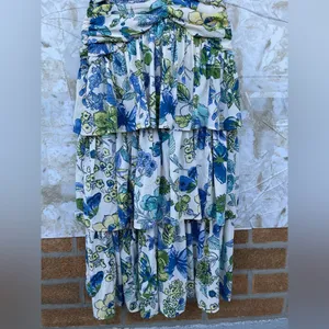Abercrombie & Fitch High Neck Ruched Tiered Maxi Dress size XS thumbnail 4