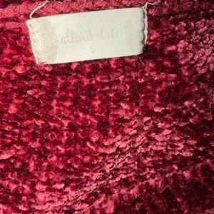 Altar’d State Red Chenille Cabincore Scalloped Hem Sweater Small thumbnail 6