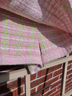 NEW Zara Pink & Green Plaid Tweed Gingham Mini Skort Size Small thumbnail 7
