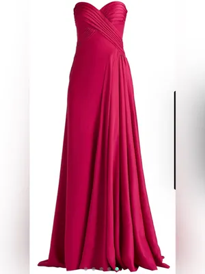 NEW Tadashi Shoji Cassera Strapless New Fuchsia Pink Draped Strapless Gown Sz 2 thumbnail 5