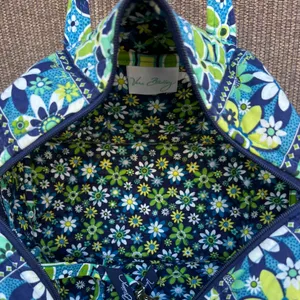 Vintage Vera Bradley Duffle TRAVELER Bag Flower Daisys Blue Green Bag thumbnail 8