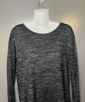 Gap Shirt Womens Petite Small Charcoal Gray Boat Neck Long Sleeve Stretch Top thumbnail 1