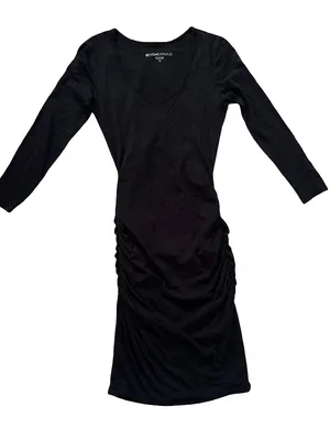 Beyond Yoga Black Ruched Long-Sleeve Scoop Neck Dress thumbnail 1