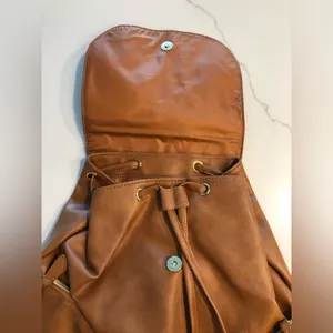 NWOT Brown Faux Leather Backpack OS thumbnail 3