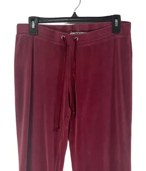 New York Laundry NYL Y2k Women Burgundy Velour Lounge Pants Drawstring Small‎ thumbnail 1