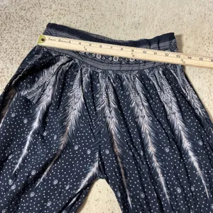 Bohemian Peacock‎ Feather Print Harem Pants Boho Smocked Waist Joggers thumbnail 5