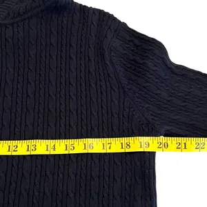 Lauren Ralph Lauren Womens Cable Knit Hooded Sweater Sz XL Navy Preppy Old Money thumbnail 3
