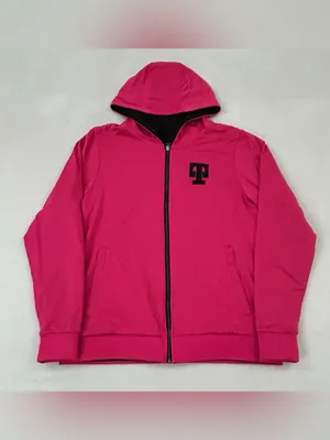 T-Mobile Black & Pink Full Zip Up Reversible Hoodie Sweatshirt Women’s Size L thumbnail 11
