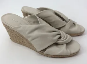Vince Women Ivory Leather Knot Espadrille Wedge‎ Sandals US 9M EUR 39 thumbnail 1