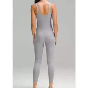 Lululemon SZ 14 Align Bodysuit 25" Shelf Bra Wicking Stretch Capris Rhino Gray thumbnail 2