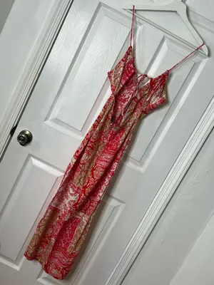 Zara Paisley Slip Midi Dress Front Slit Boho Beachy Coquette Festival Summer Size S thumbnail 4