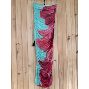 NWT Lulus Jeanna Aqua and Pink Floral Mesh Midi Dress Strapless Party Sz XS FLOW thumbnail 5