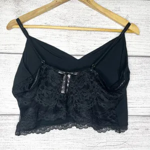 Victoria’s Secret Black Lace Trim Modal Cropped Cami Size XL thumbnail 7