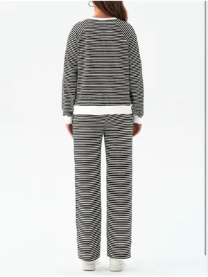 NEW Tankaneo 2 Pc Set Striped Long Sleeve Sweatshirt & Pants M thumbnail 2