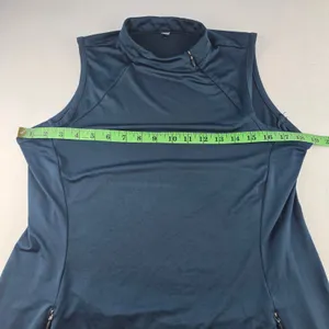 Tee Time Activewear Golf Tennis Dress‎ Teal Sleeveless Mock Neck Zipper Large thumbnail 8