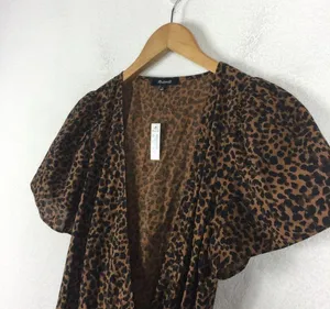 NWT Madewell Flutter-Sleeve Wrap Mini Dress in Painted Leopard Medium thumbnail 8