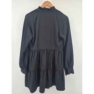 Amanda‎ Uprichard Dress Womens M Saffron Black Tiered Ruffle Long Sleeve EUC thumbnail 3