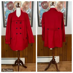 Beautiful New Roz & Ali Red Wool Coat! thumbnail 2