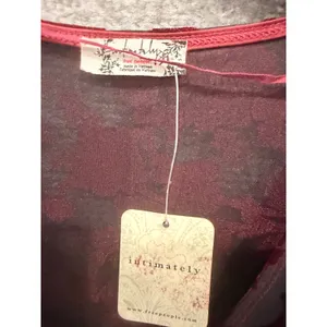Free People Women Bodysuit S Burgundy Midnight Combo Burnout Velvet Puff Sleeve thumbnail 6