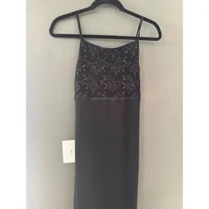 Byer Too Vintage Y2k California Black‎ Floral Lace Metallic Maxi Formal Dress M thumbnail 5
