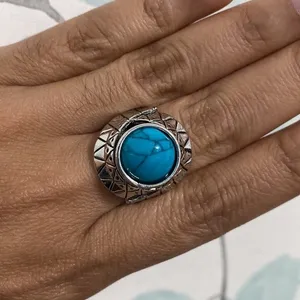 Silver and Turquoise Ring Size 8.25 thumbnail 5