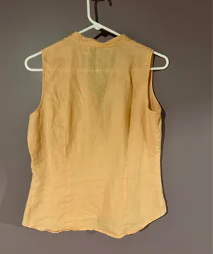 Vintage Sleeveless Button down Top Tan Size M thumbnail 4