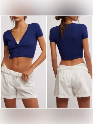 NWT Free People FP Intimately Cassie Cardi - indigo blue navy - Medium thumbnail 2