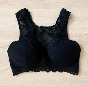Victoria's Secret PINK High-Neck Lace Push-Up Bralette Bra Sz XS Black thumbnail 1