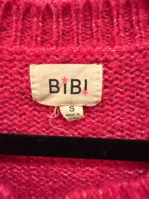 BiBi ‘Be Happy’ Puff Sleeve Tensil Letter Knit Top Hot Pink thumbnail 3