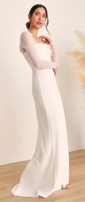 LULUS Bridal Wedding Elegant Chic Long Sleeve Mermaid Gown NWOT thumbnail 1
