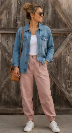 HALARA Mid Rise Casual Cotton Joggers Rose Pink Size XL NEW thumbnail 1