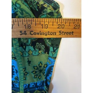 R&K Originals Size 18 Green Blue Black Geometric Scoop Neck Rayon Maxi Side Slit thumbnail 4
