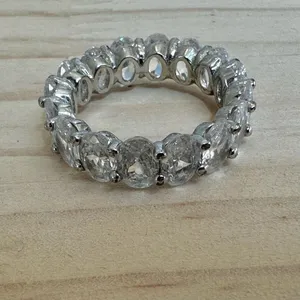 Oval CZ Eternity Band Ring Silver thumbnail 8