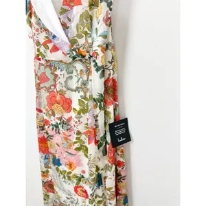 Lulus Amara White Multi Paisley Print Wrap Midi Dress Cocktail Resort XL NWT thumbnail 8